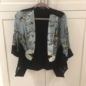 Blue and black blazer (beautiful flower sleeves)